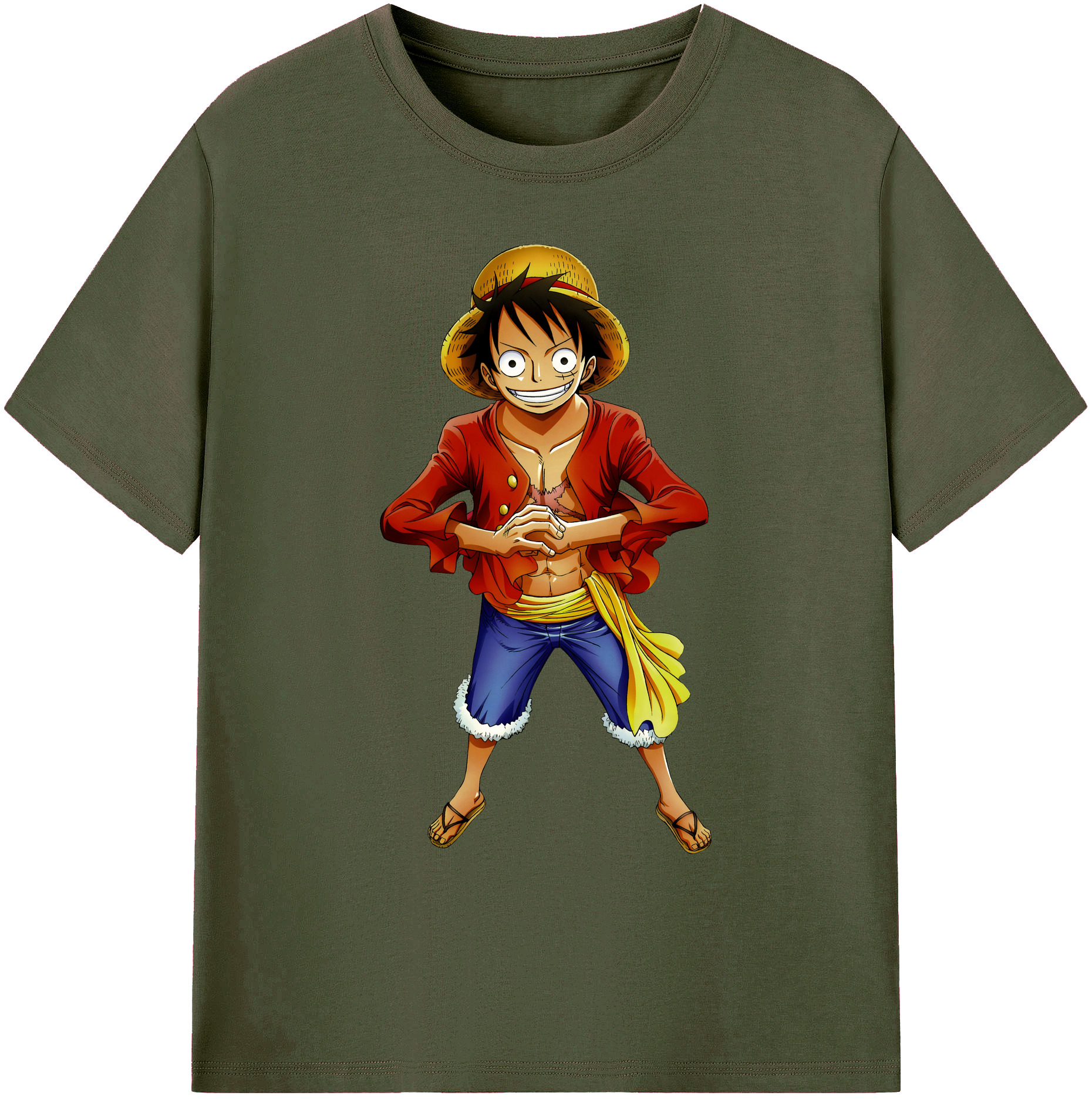 ワンピース モンキー・D・ルフィ ONE PIECE Monkey D. Luffy 綿100％ メンズ半袖Tシャツ｜肌触りやわらか＆通気性